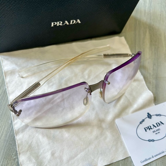 Prada RARE Sunglasses Full Inclusion SPR 75A - 2AC-1L1 Transparent Purple - Picture 7 of 16